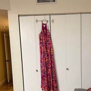 Nicole Miller Pink and Purple Maxi Dress